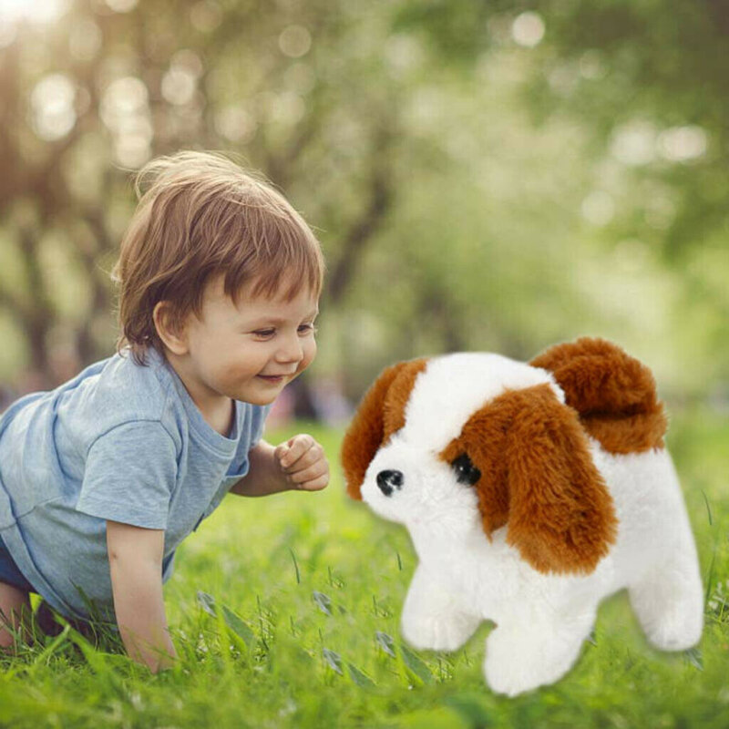 Perro inteligente de simulación de felpa realista para niños y niñas, juguete de felpa eléctrico para caminar, Perro Robot, cachorro