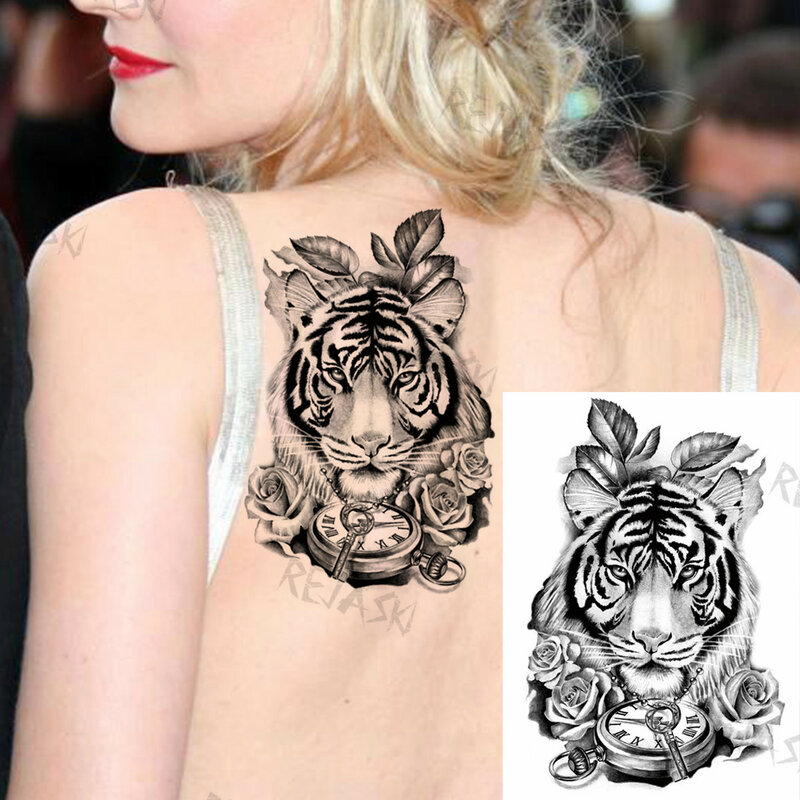 Compre Tatuagem temporária de flor de tigre 3D para mulheres