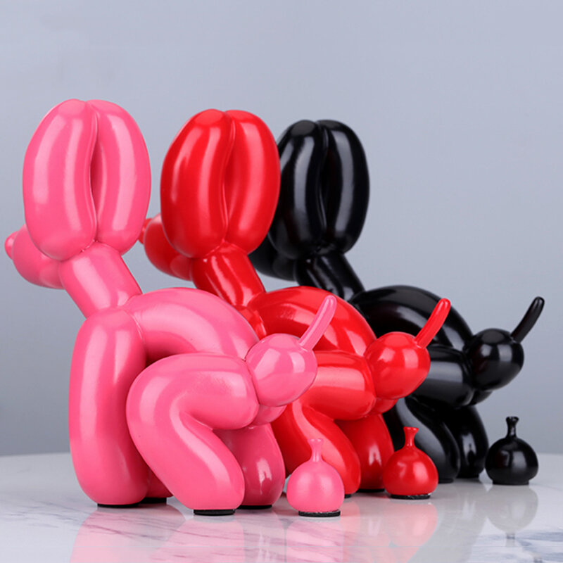 Kreatywny kupa balon figurka psa dekoracja wnętrz nowoczesny skandynawski Cute zwierząt sztuka z żywicy rzeźba rzemiosło pulpit dekory ozdoby