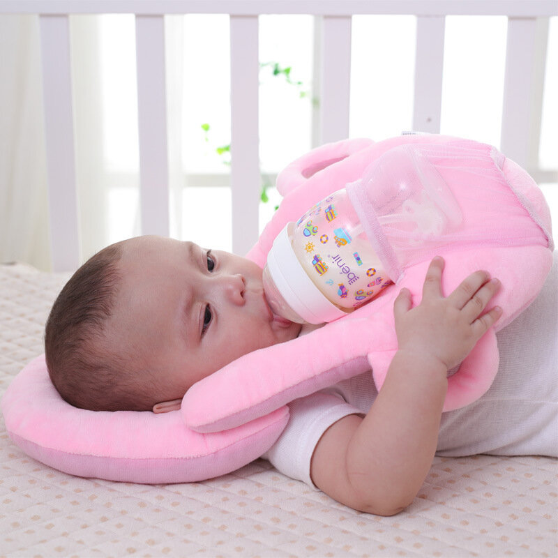 Travesseiro de alimentação do bebê, suporte de mamadeira para crianças, suporte de algodão autoamamentante