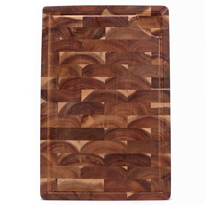 Large Multipurpose Thick Acacia Wood Cutting Board with Juice Groove, End-grain Chopping Board for Kitchen  18x12x1.4