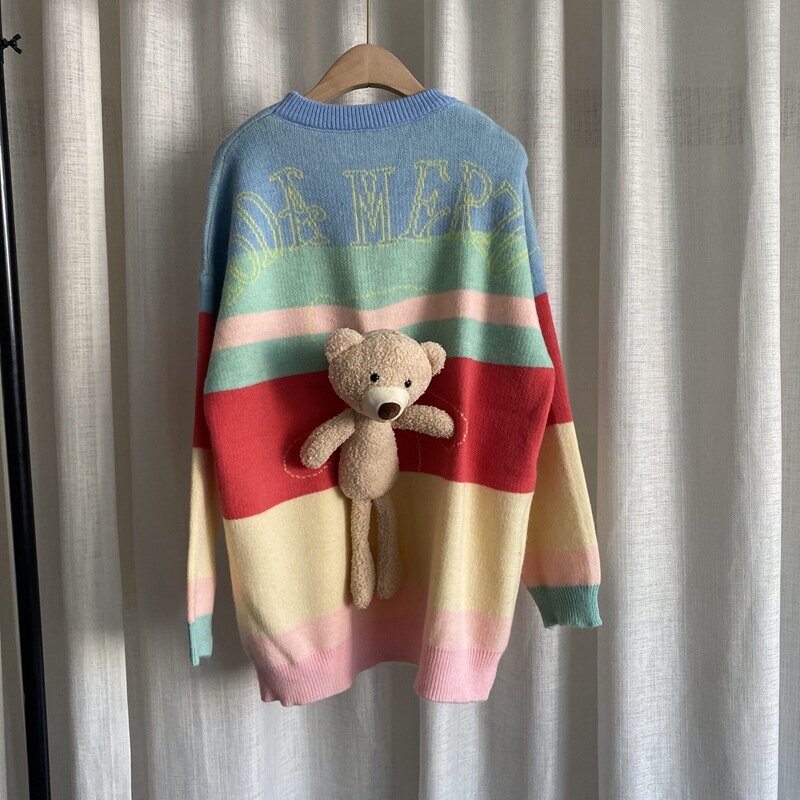 Свитер в стиле Харадзюку, простой мягкий свободный осенний женский свитер, повседневный Модный пуловер в Корейском стиле оверсайз, женская ...