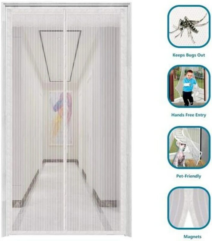 1 Set Tirai Jaring Serangga Lalat Anti Nyamuk Musim Panas Tirai Pintu Dapur Layar Jaring Nyamuk Pintu Penutup Otomatis