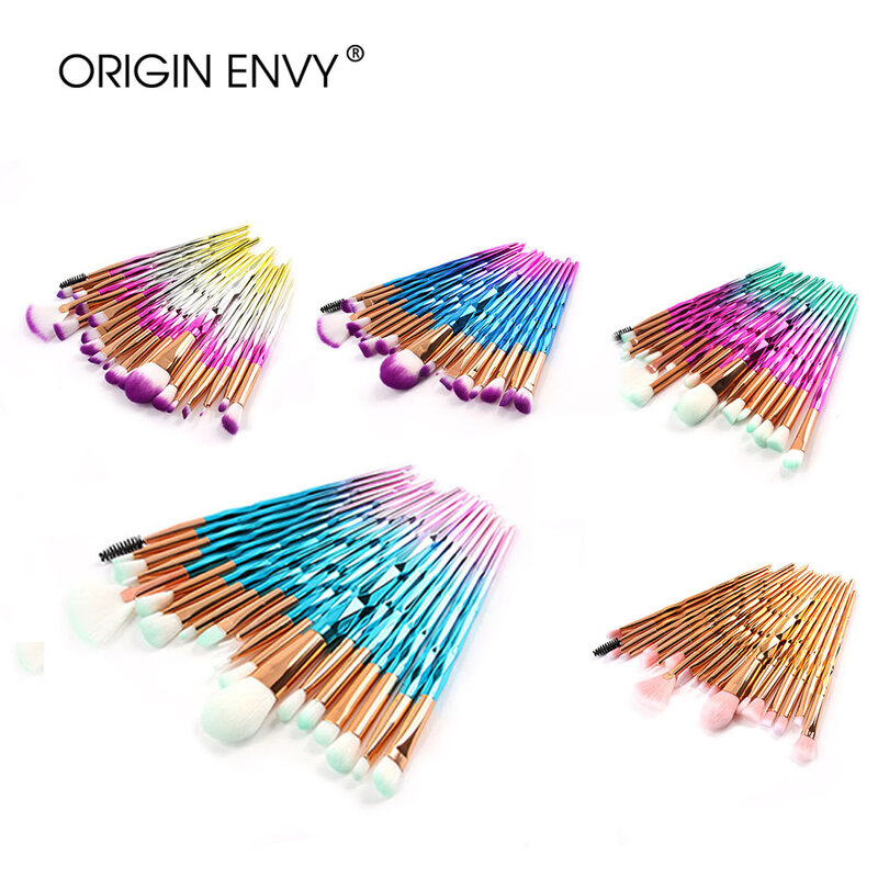 ORIGIN ENVY 20pcs 다이아몬드 메이크업 브러쉬 세트 아이 브러쉬 뷰티 툴 팬 파우더 아이 섀도우 컨투어 뷰티 화장품 메이크업 도구