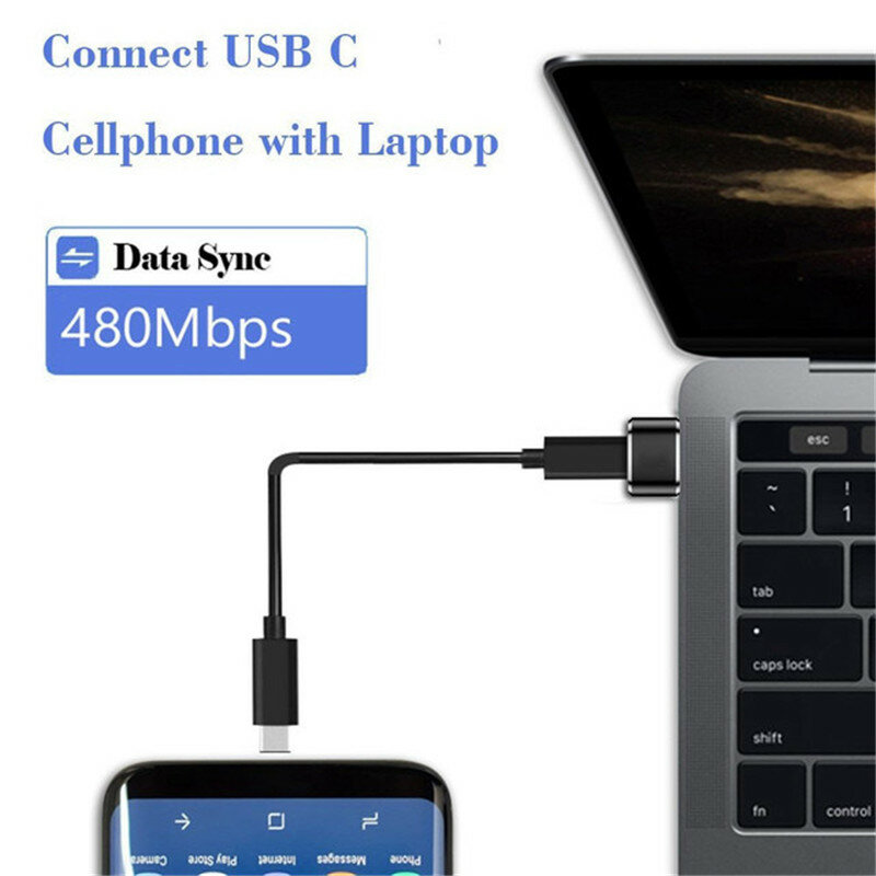 USB OTG Ke Adaptor Tipe C USB 3.0 Tipe A Jantan Ke USB 3.1 Tipe C Betina Konverter USB C Adaptor Transfer Data Pengisi Daya untuk iPhone