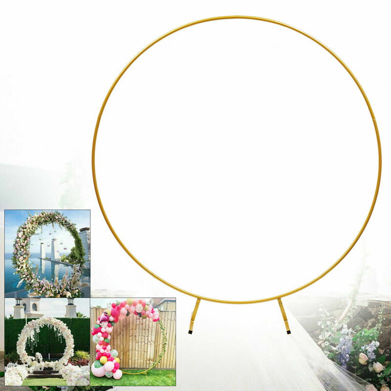 2m/2.4m Round Wedding Arch Circle Backdrop Stand Gold Flower Balloon Frame Birthday Party Mall Events Decor Props