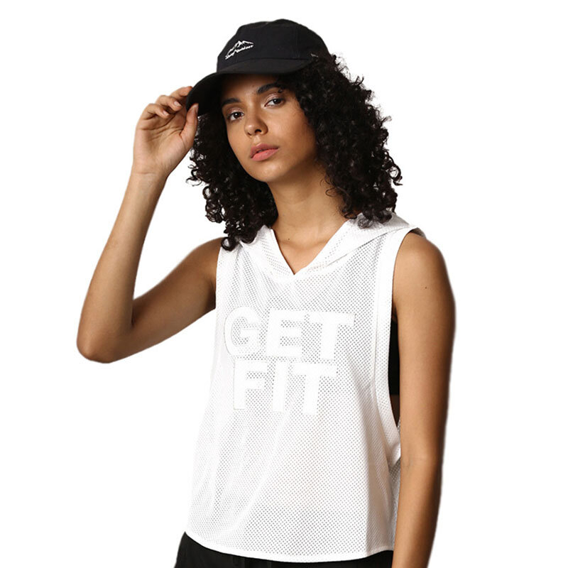 Sport Shirts Voor Vrouwen Mesh Mouwloze Hooded Yoga Top Quick Dry Ademende Running Kleding Sport T-shirt Fitness Gym Tank Tops