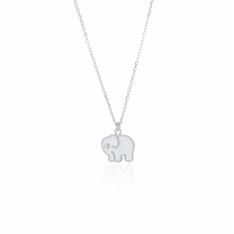 Sodrov de Plata de Ley 925 de dibujos animados lindo collar con colgante de elefante de plata 925 joyas
