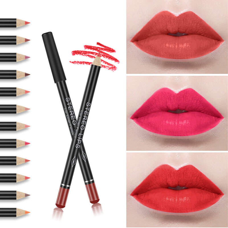 Pensil Lipstik 13 Warna Matte Pelembap Lipliner Alat Makeup Kosmetik Liner Lipstik Tahan Lama Tahan Air Profesional