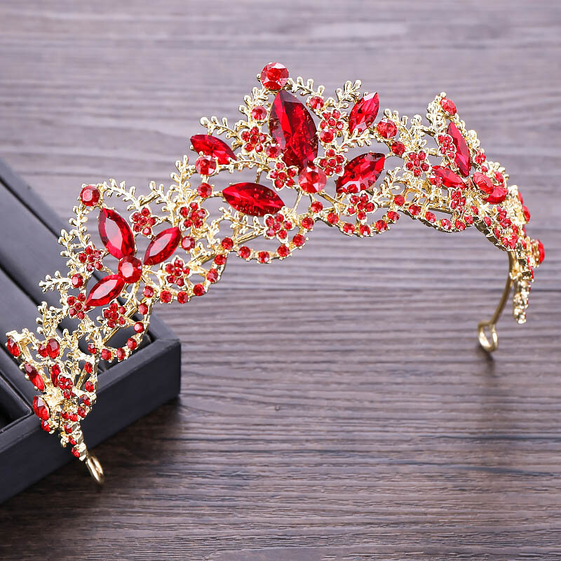 Coroa de casamento chinesa para noivas, tiara com strass brilhante, acessórios de cabelo para mulheres, joia de decoração de princesa