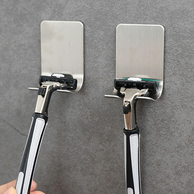 Suporte de lâmina de aço inoxidável para homens, suporte de lâmina de barbear para banheiro, gancho de armazenamento adesivo de parede, rack de cozinha, 1 peça