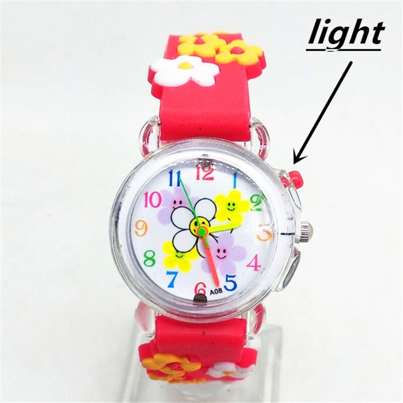 Resplandor juguetes regalo flor luminosa Multicolor niños Reloj luces LED Flash relojes para niños pulsera de las niñas de dibujos animados Reloj
