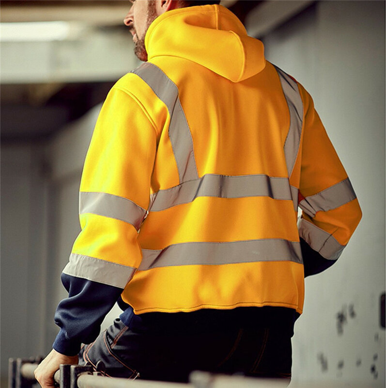 Veste de travail à rayures réfléchissantes pour hommes/femmes, uniforme de travail, manteau, sweat à capuche