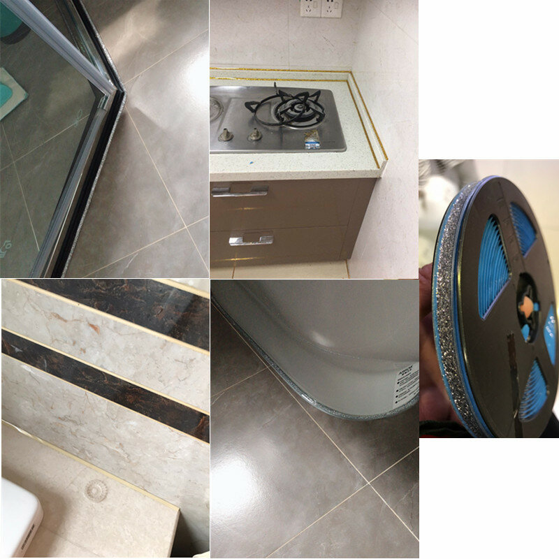 6 M samoprzylepne listwy krawędziowe Kitchen Sink Gap wodoodporna taśma naklejki na toaletę Gold Edge Line linia gipsowa pasek do dekoracji ścian