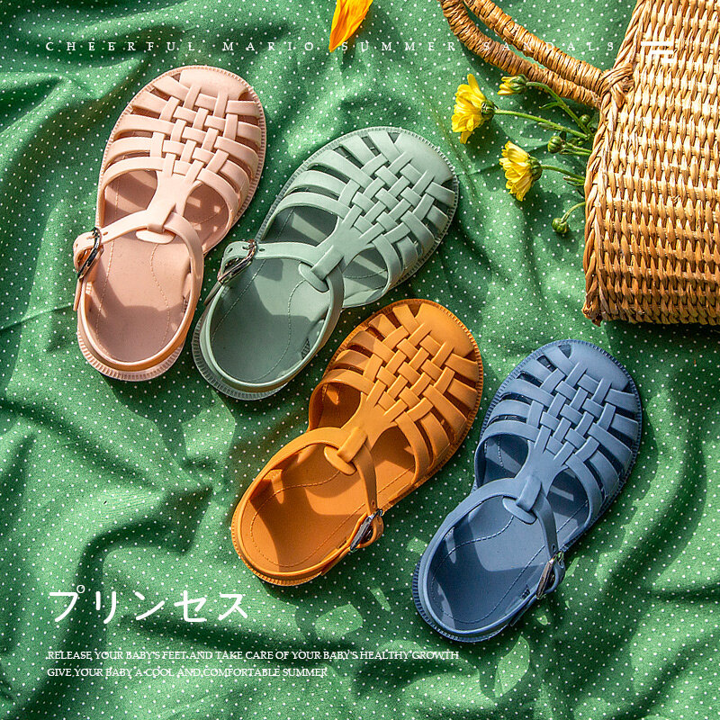 Niños de verano Casual romano zapatillas Sandalias bebé niña suave antideslizante zapatos de princesa Zapatos Niños caramelo zapatos Jelly de playa 