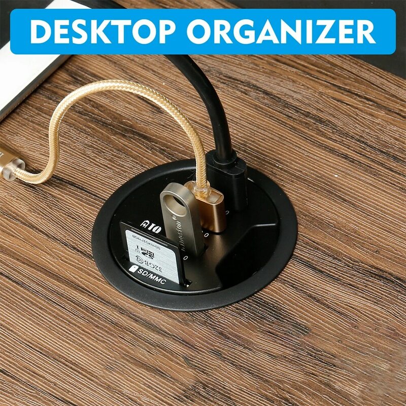 HUB USB USB3.0 Mount In Desk Multi USB 2.0 porte con SD/TF cuffie/Mircophone tipo C Hub Usb con adattatore di alimentazione 5V 2A