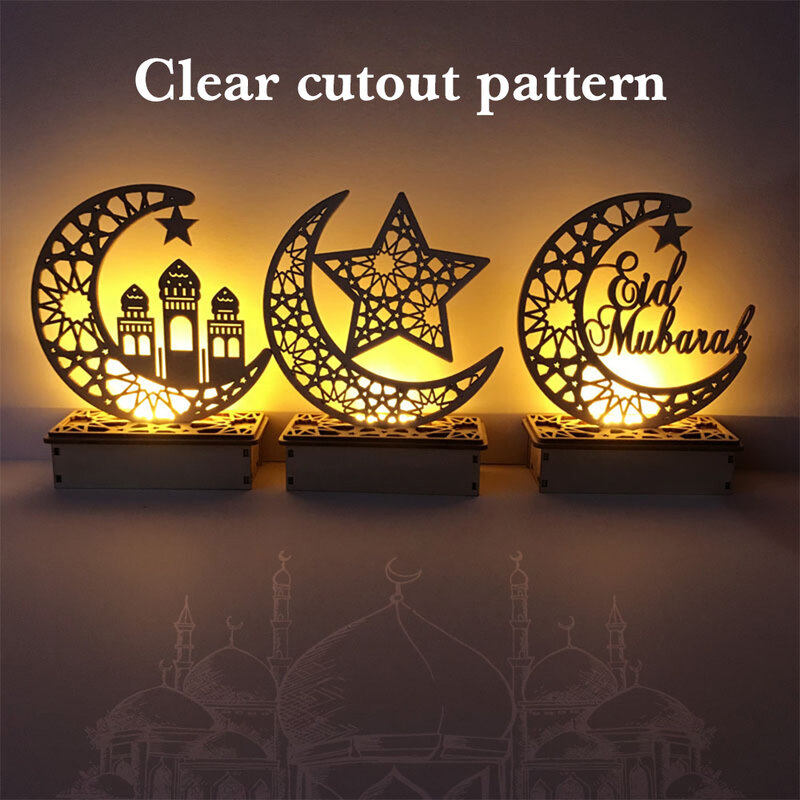 LED Eid Mubarak Decorazione del Regalo Della Decorazione Ramadan Eid Mubarak Decorazioni Per La Casa di Luna LED Candele Per La Casa di Illuminazione di Festa