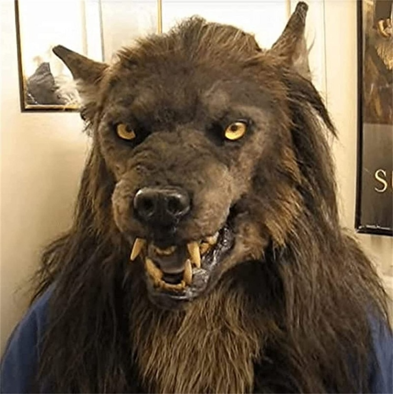 Masque de tête de loup en Latex pour Halloween, masque de tête de loup, déguisement de fête effrayant, accessoire de carnaval