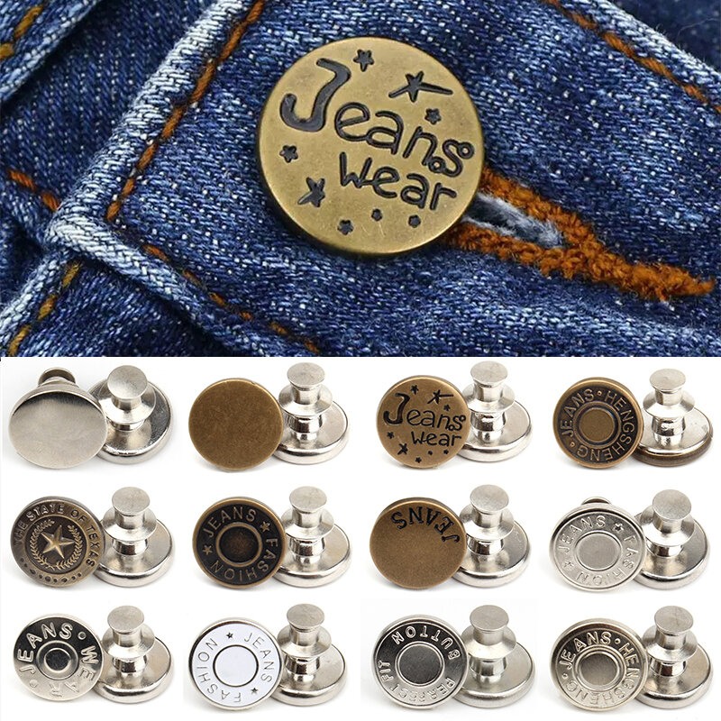 5PCS Creative Free Sewing Buttons for Pants Adjust The Jeans Size  Nail Metal Pants Snap Clothing Perfect Fit Fastener Easy Use