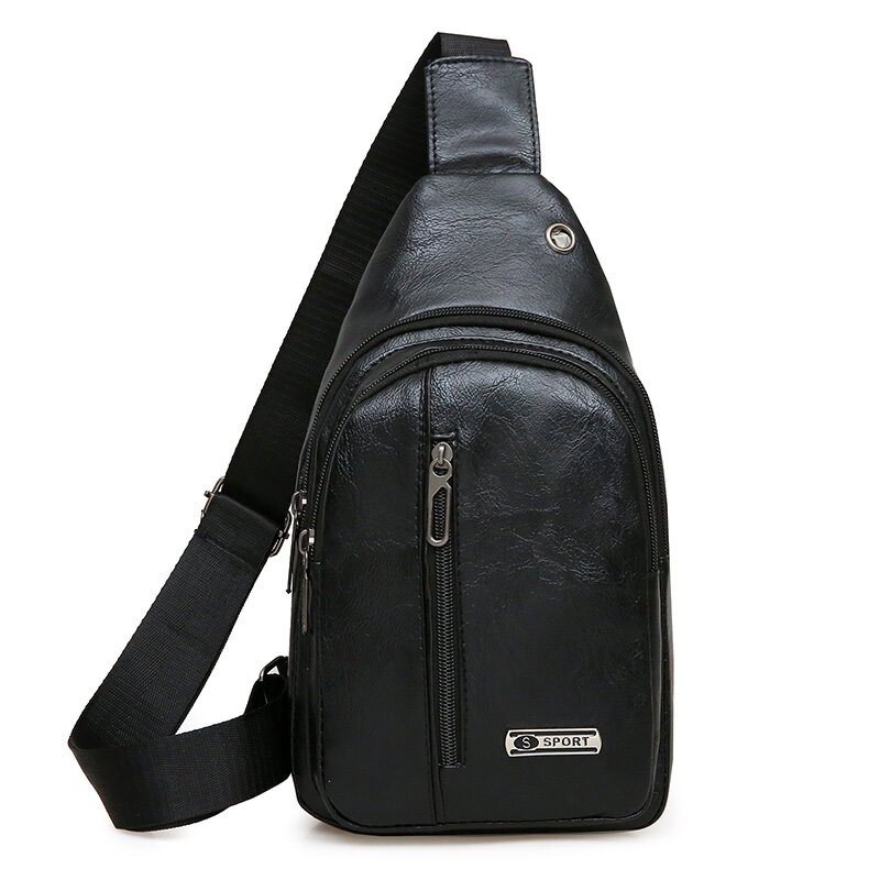 Нагрудная сумка для мужчин, повседневная легкая сумочка на одно плечо из искусственной кожи, маленькая дизайнерская сумка через плечо с защ...