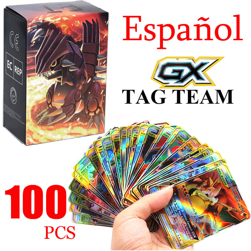 Spanish/English GX VMAX Flash Pokemon Pikachu Game Cards 50 Capacity Cards Holder Album Hard Case Card Holder Book Storage Box