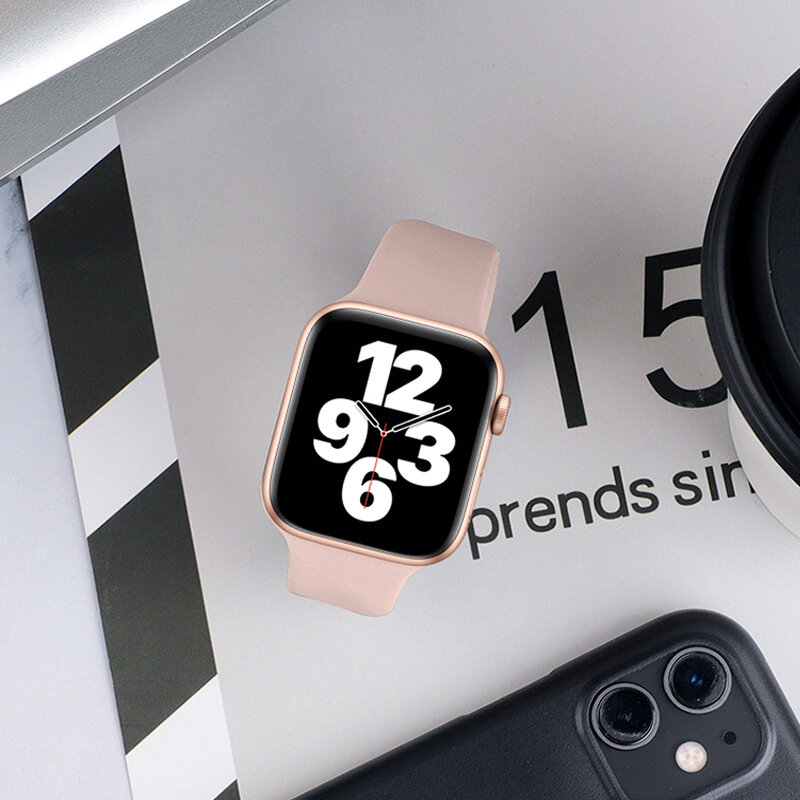 Correa para Apple Watch 5, banda elástica de silicona de 44mm y 40mm para iWatch serie SE/6/5/4, pulsera de Solo bucle de silicona de 42mm y 38mm