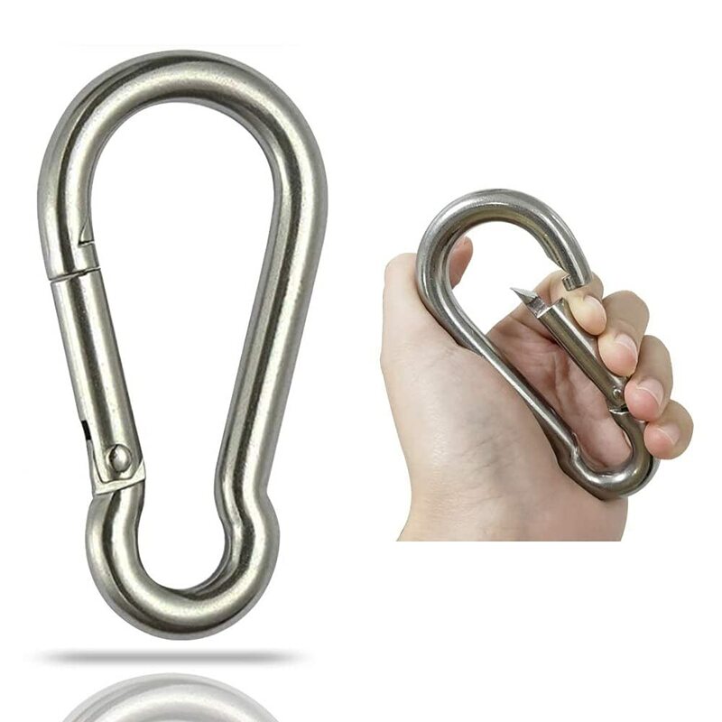 4 Inch Spring Snap Hook Carabiner 304 Stainless Steel Snap Hook Heavy Duty Carabiner Clip Stainless Steel (1Pcs)