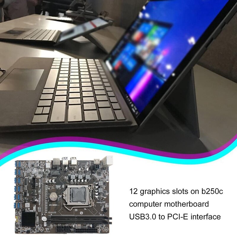 B250 btc B250C BTC Miner scheda madre con CPU G3900 + DDR4 4GB 2666MHZ RAM 12XPCIE a USB3.0 Slot per schede LGA1151 per BTC Mining