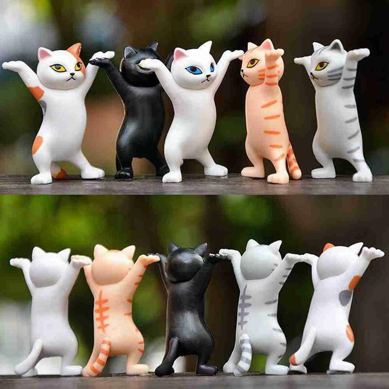 Menari Kucing Pemegang Pena Buatan Tangan Mainan Lucu Ornamen Pena Berdiri Gambar Desktop Pemegang Dekorasi Kantor Model Y3C7
