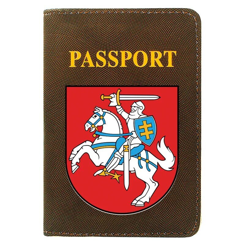 High Quality Fashion Lithuania Emblem  Printing Men Women Passport Cover Leather Travel Pocket Wallet Bags