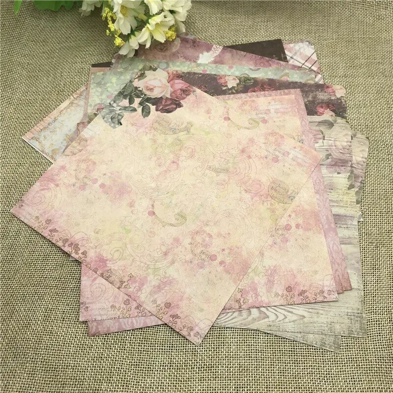 Paquete de papel de álbum de recortes creativo impreso, almohadilla de fondo artesanal hecha a mano, patrón encantador, 6 "x 6", 24 hojas