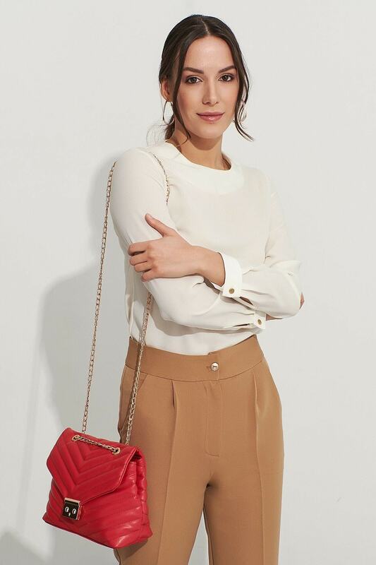 Red Women 'S Chain Shoulder Quilted Shoulder Bag