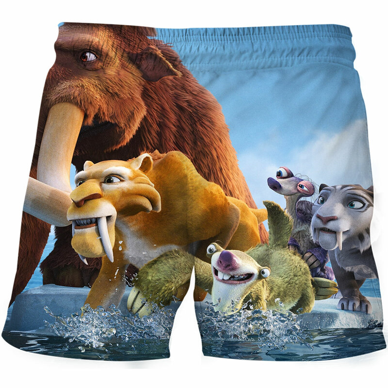 Pantalones cortos de dibujos animados en 3d para niños y niñas, traje de baño con estampado de moda para playa