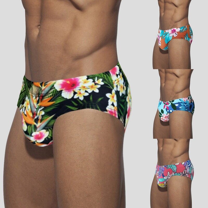 Maillot de bain pour hommes, culotte taille basse, Push-Up, imprimé fleuri, Sexy, culotte de plage, pour le surf