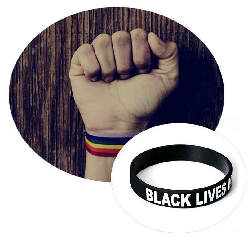 Bracelet en Silicone souple d'inspiration Black Lives Matter, avec accessoires de sport à la mode