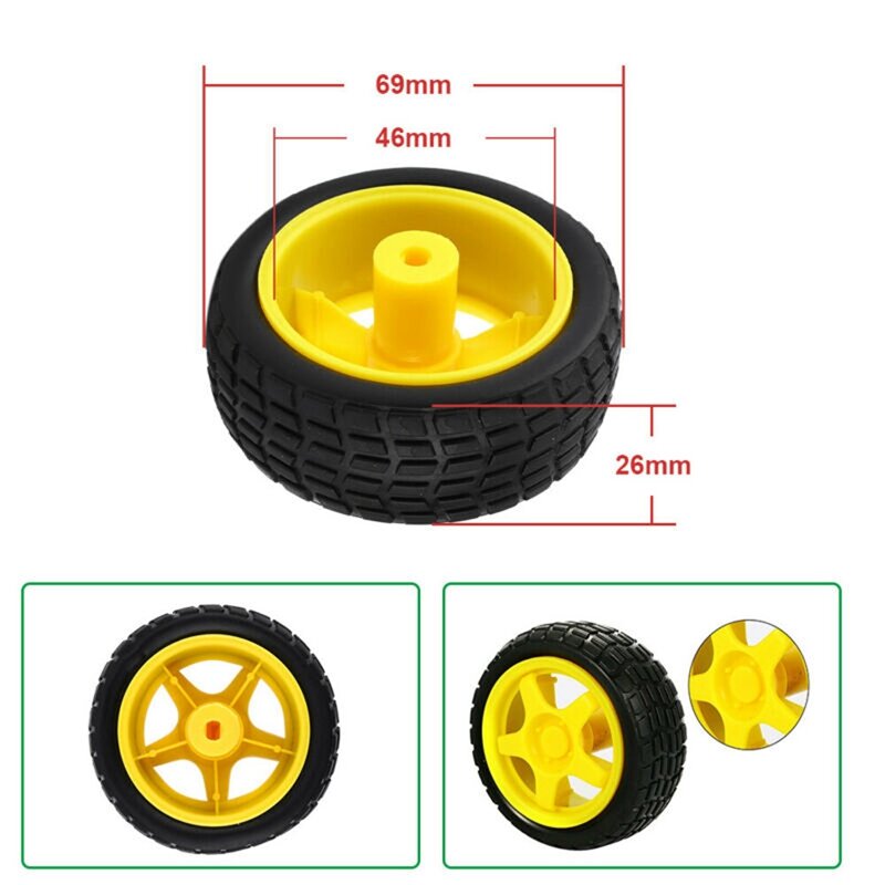 Roda plástica do pneu do robô com o motor 1/2/1 da engrenagem da c.c. 3-6v ajustado para arduino