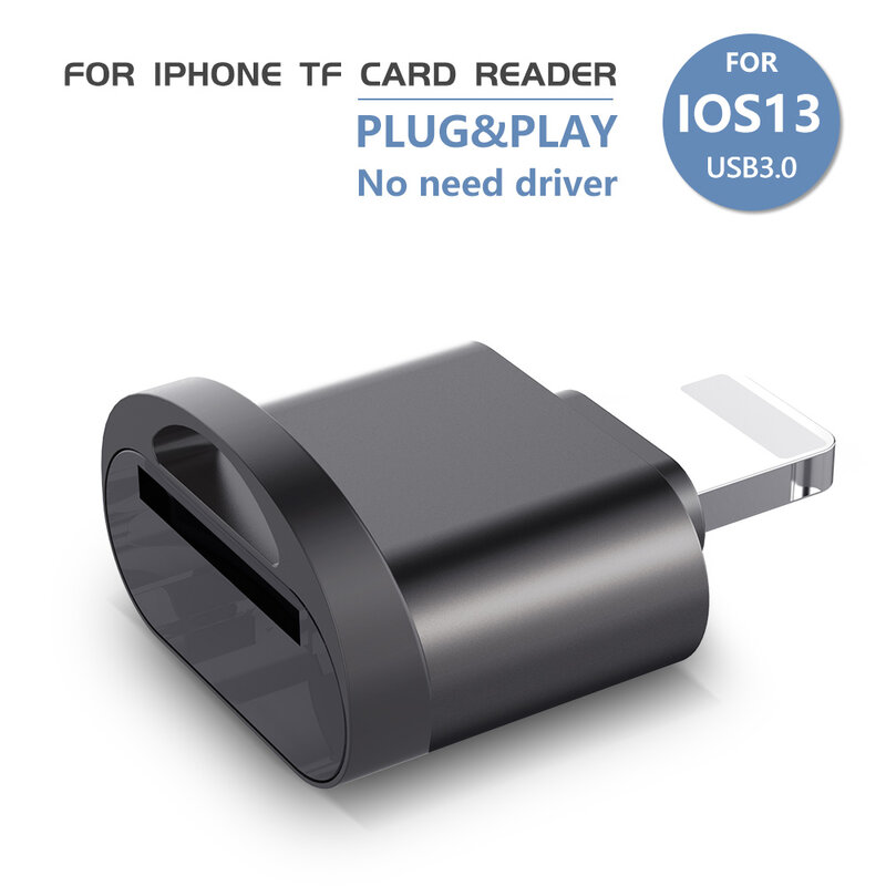Adapter czytnika kart Mini SD TF dla czytnika kart iPhone dla systemu iOS 13 powyżej zewnętrzny czytnik kart pamięci OTG dla iPhone 13 12