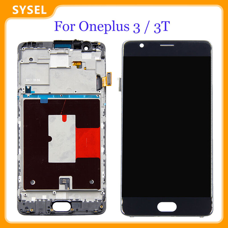 Para oneplus 3/3t a3000 a3003 display lcd digitador da tela do painel de toque sensor montagem com quadro versão da ue