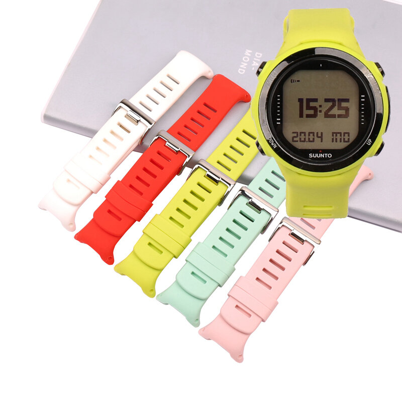 Silicone strap male pin buckle watch accessories suitable for Suunto D4 D4i Novo outdoor sports diving watch strap female band