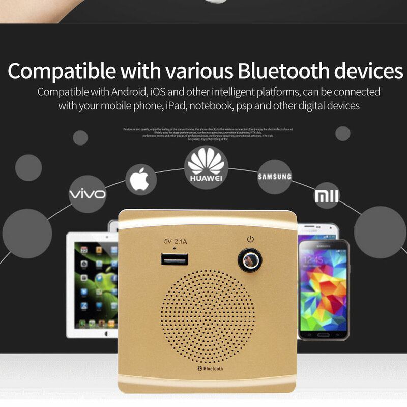 3,2 W Bluetooth Lautsprecher Smart Buchse Montieren Lautsprecher HiFi Musik Player 5V 2.1A USB Lade Port