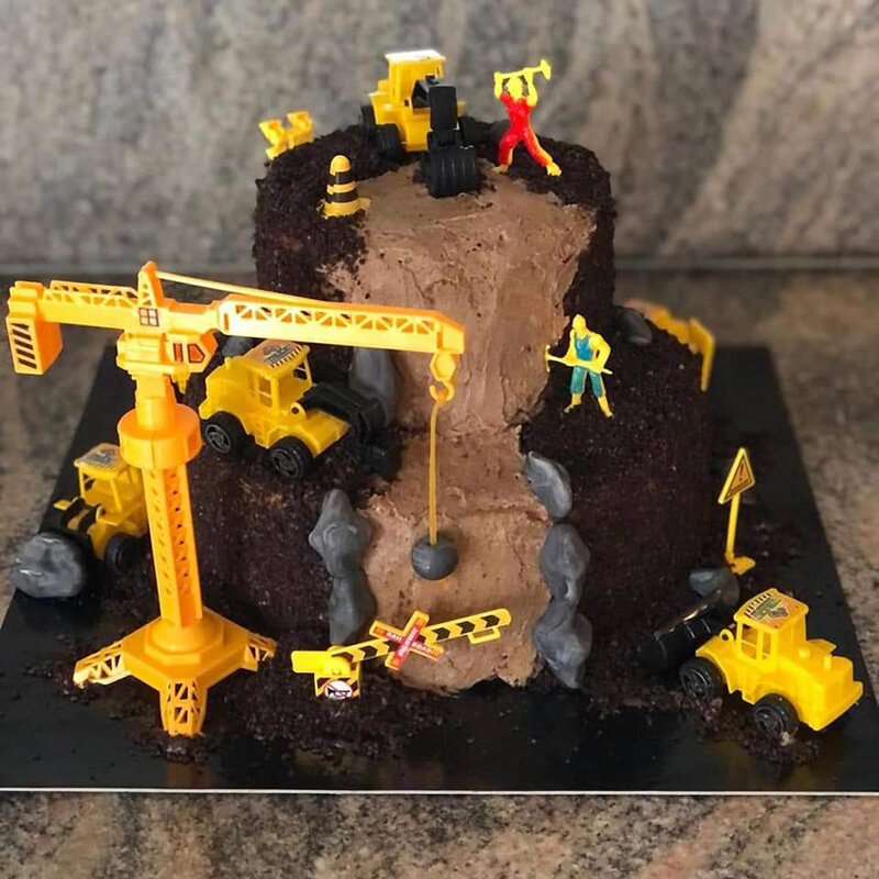 Máquina de excavación de ingeniería de vehículos de construcción, decoración de pasteles, vajilla de fiesta de feliz cumpleaños para niños, suministros para niños