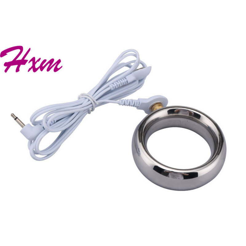 Anel elétrico masculino do galo de choque, metal pênis anéis escroto maca eletro estimulação acessório para diy electro choque brinquedos sexuais