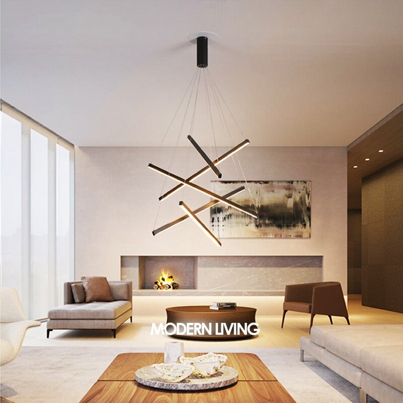 Modern Duplex Apartment LED Chandelier Aluminum Ceiling Top grade Pendant Lamp for Living room Dining room Loft Bedroom