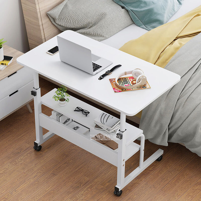 Mesa de cabeceira para laptop, levantamento ajustável, altura de madeira + estrutura de aço