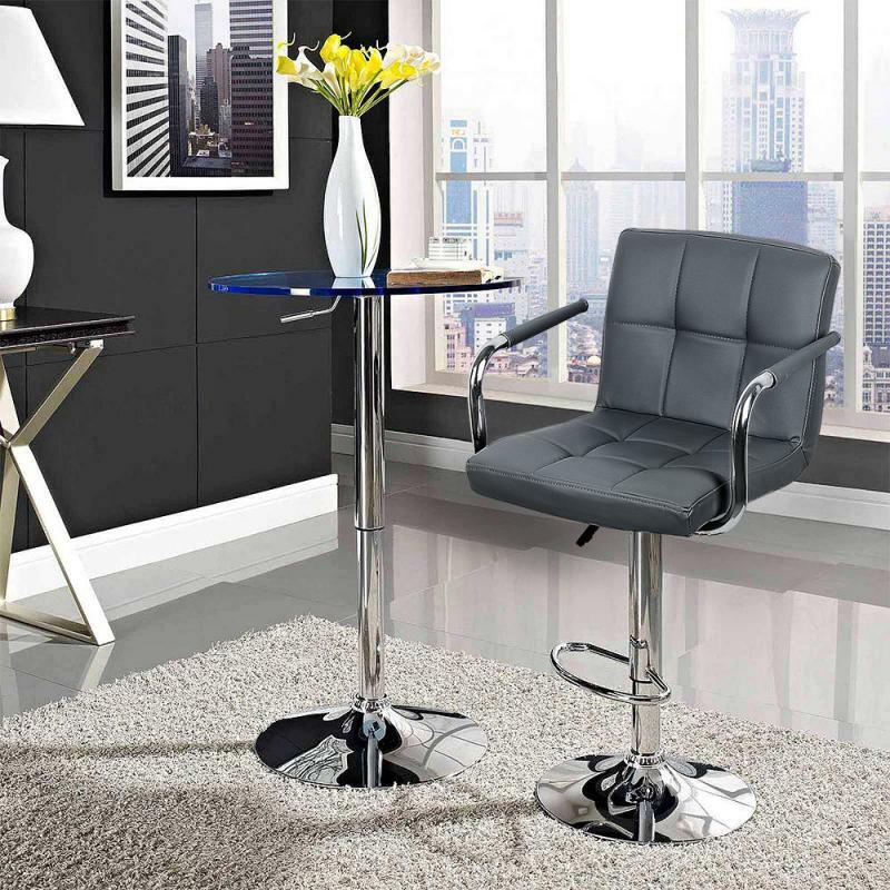 2Pcs/Set Adjustable Fashion Swivel Bar Chairs Synthetic Rotating Bar Stool Lifting High Stool With Footrest For Home Office HWC