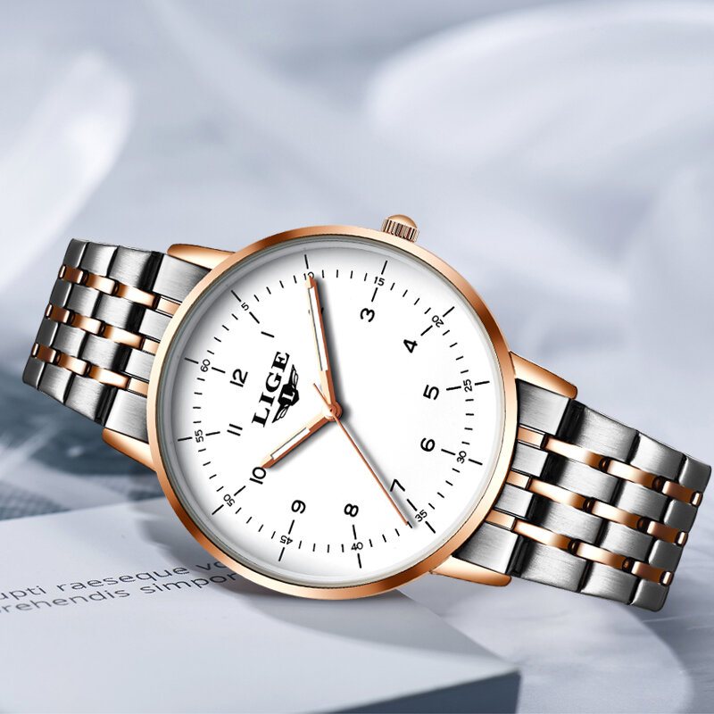 LIGE-Reloj de acero inoxidable para mujer, nuevo accesorio de moda, relojes de pulsera creativos, resistentes al agua, 2022