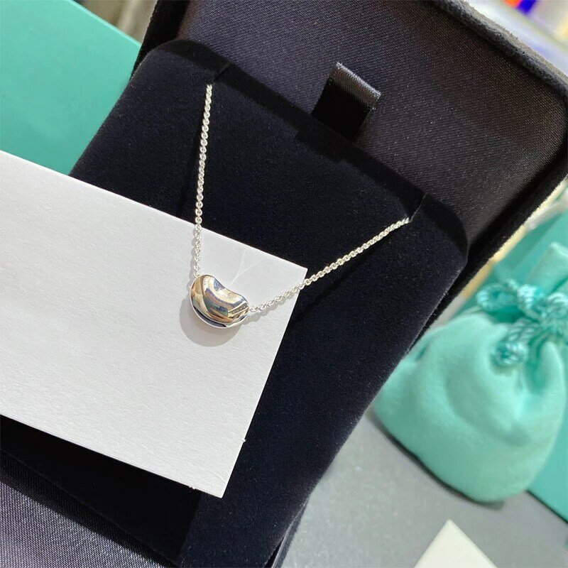 Oryginalna popularna biżuteria srebrna fasola naszyjnik prezent ślubny moda damska biżuteria Rse złoty naszyjnik 2021 nowa biżuteria