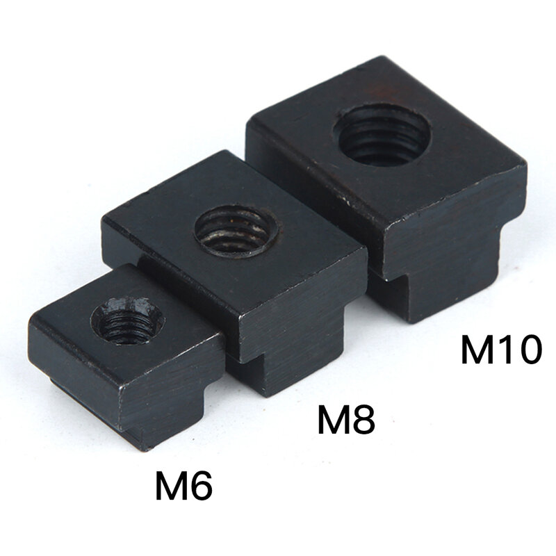 2 조각 T-슬롯 너트 M6 M8 M10 클램핑 테이블 슬롯 밀링 T 슬라이딩 너트 블록 슬롯 공작 기계 M10 나사 검정