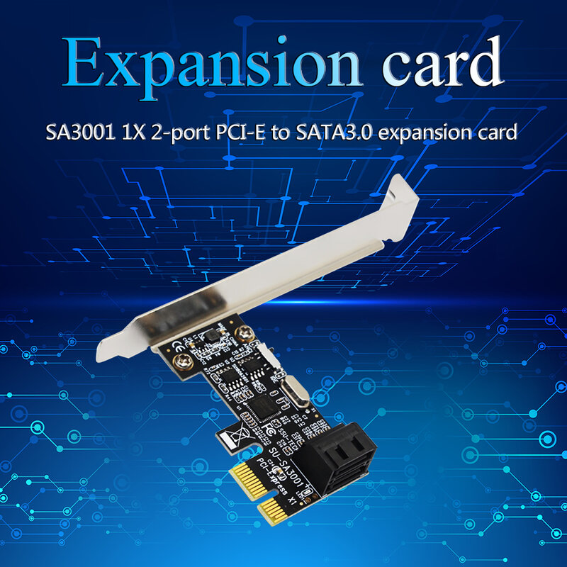 Tarjeta de expansión SA3001, 2 puertos SATA III PCIe, SATA 3,0 a PCI-e 1X, controlador de tarjeta, adaptador PCI Express, convertidor con soporte