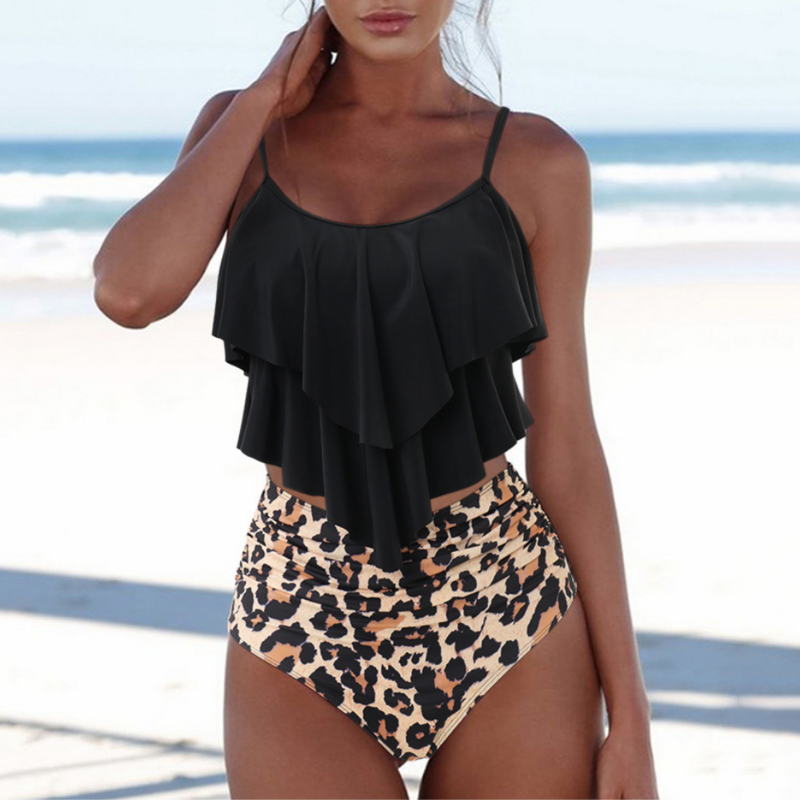 Sexy Bikini 2021 Plus Size Bathing Suit Swimsuit Female Tummy Control Beachwear Halter Ruffle Bikini Set Swimwear Women Biquini